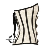 Ivory Brocade With Black Stripes Burlesque Gothic Overbust Corset Bustier Top